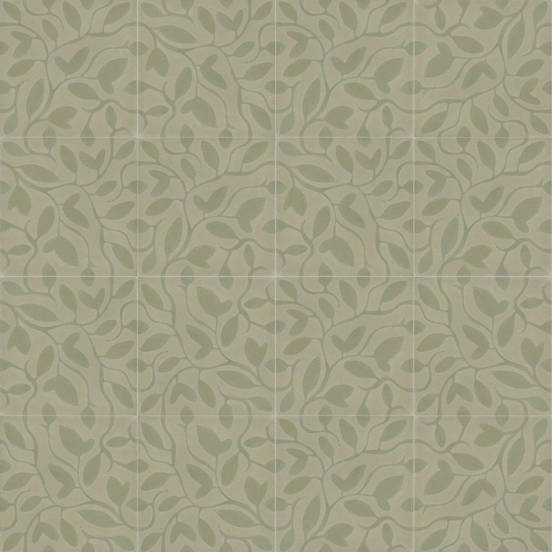 Fine Vine 8" x 8" Cement Patterned/Concrete Look Wall & Floor Tile Tesselle 