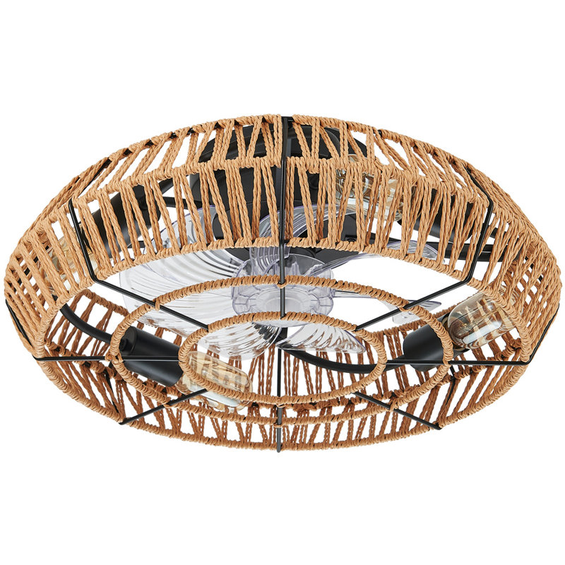 Mattawan 19.6"- 4 Light 7 Blade Caged Ceiling Fan with Remote Control and Light Kit Included
