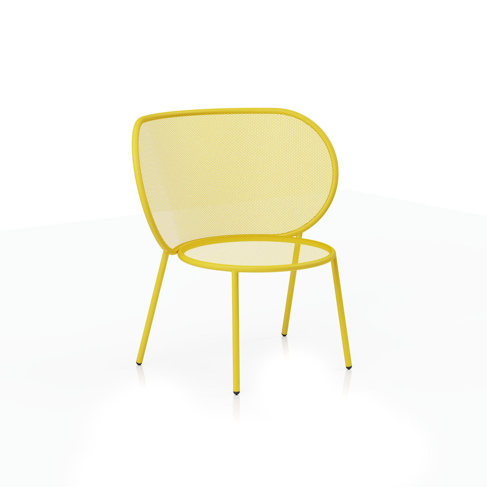 Abberton Powder Coated Steel Outdoor Armless Lounge Chair, Lemon Yellow