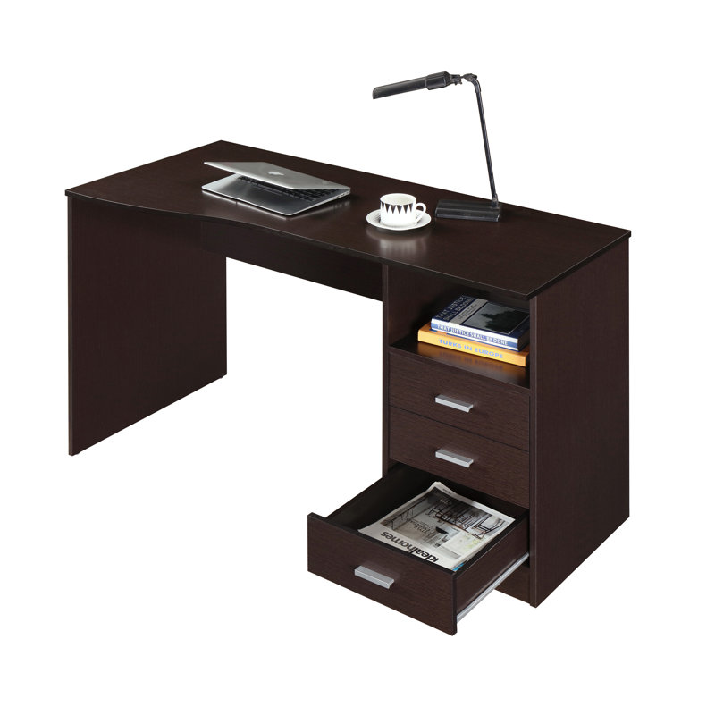 Bureau d'ordinateur classique avec plusieurs tiroirs, H 29,5 po x l 51,25 po x P 23,5 po, Wengé