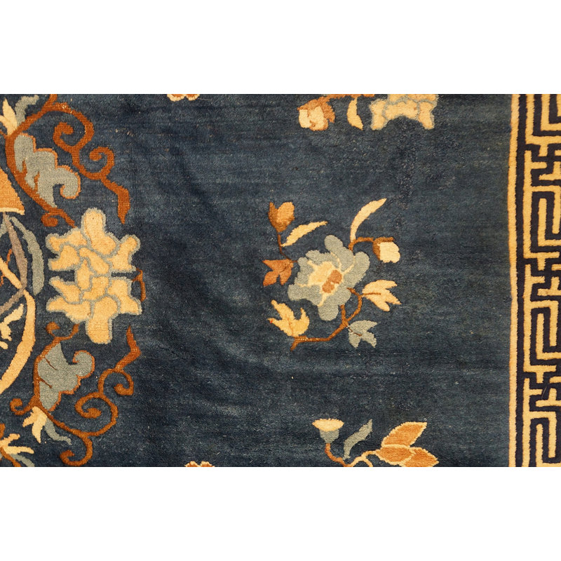 Tapis bleu marine, bleu marine en laine antique
