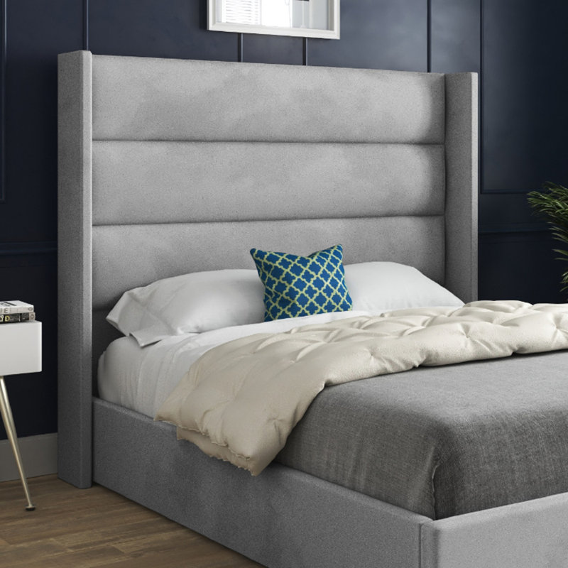 Antoan Upholstered Bed, Small Double (4'), Grey