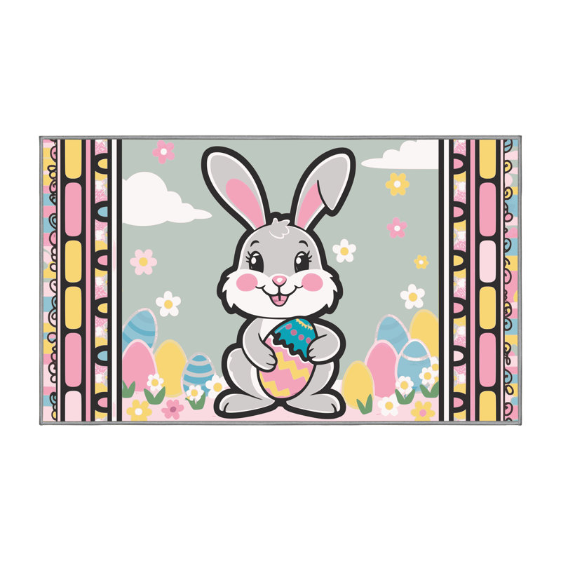 The Holiday Aisle® Washable Easter Spring Holiday Rug, Rectangle 5' x 7'