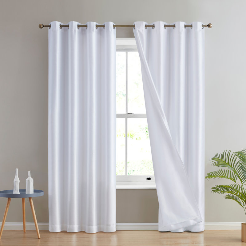 Eisenhart Semi Sheer Curtain Pair, White, 54" W x 72" L