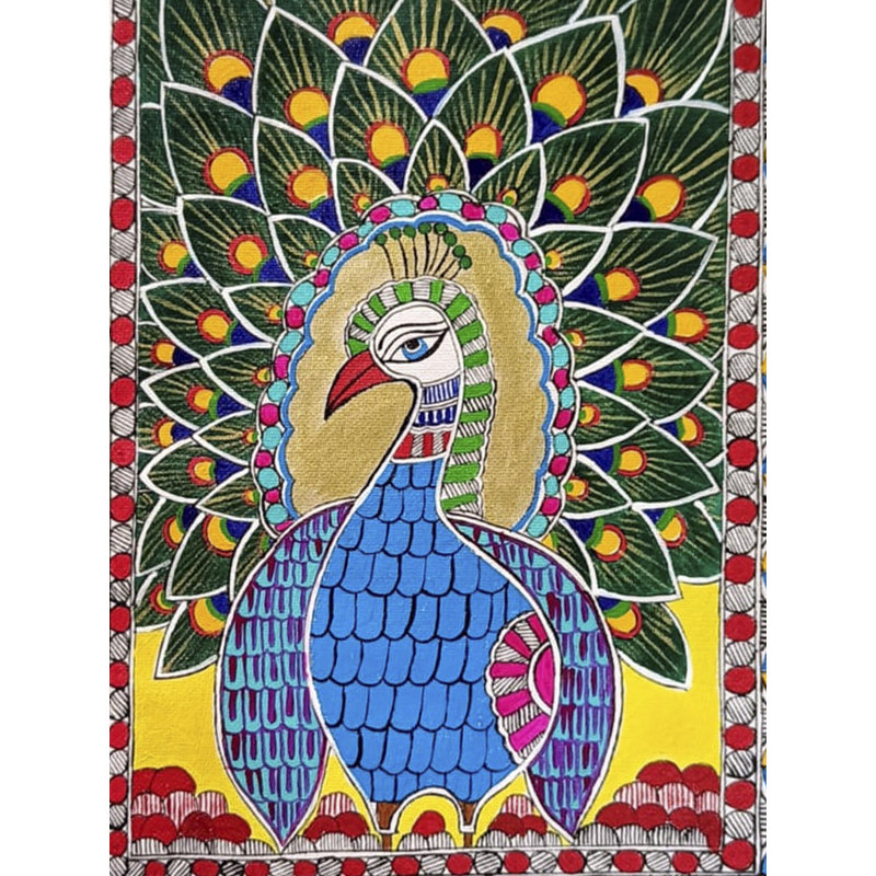 Paon dansant attrayant | Acrylique sur papier fait à la main | Par Muskan