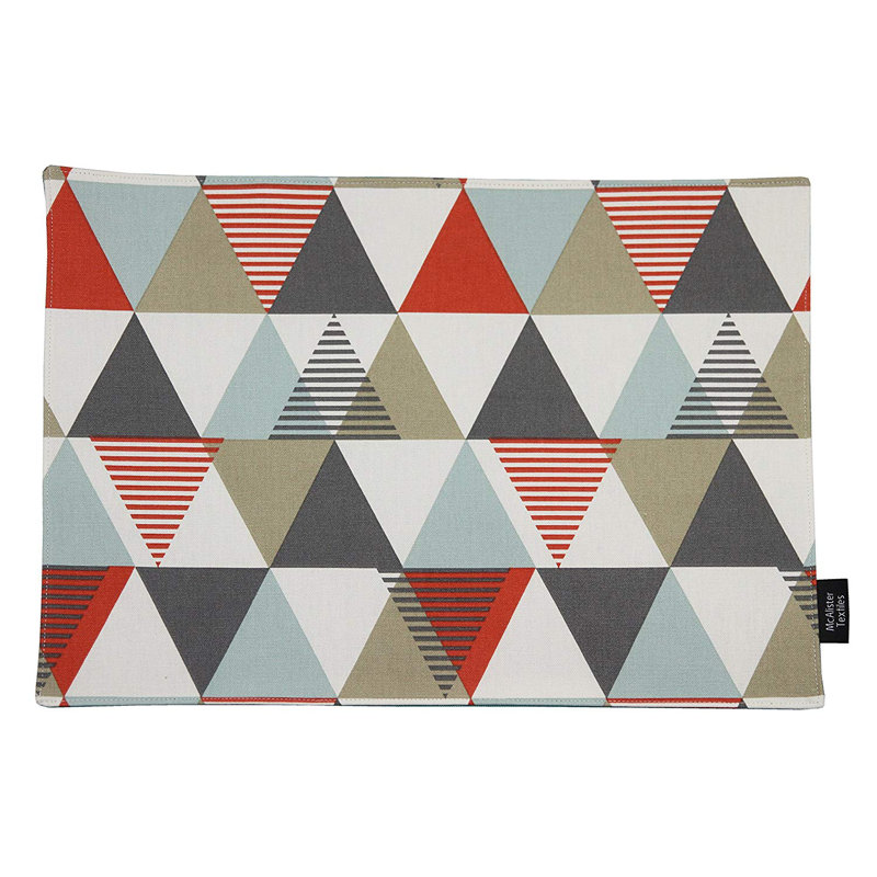 Amelia Cotton Geometric Rectangle Placemat, Terracotta Orange