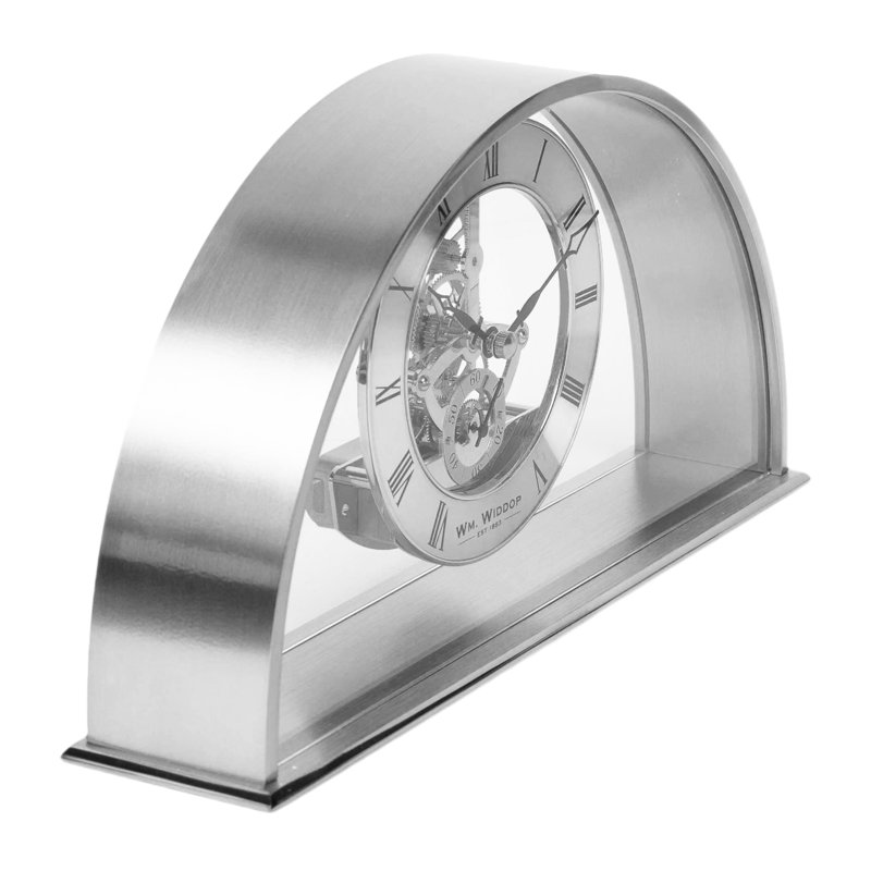 Roman Numeral Metal Quartz Movement / Crystal Tabletop Clock, Silver
