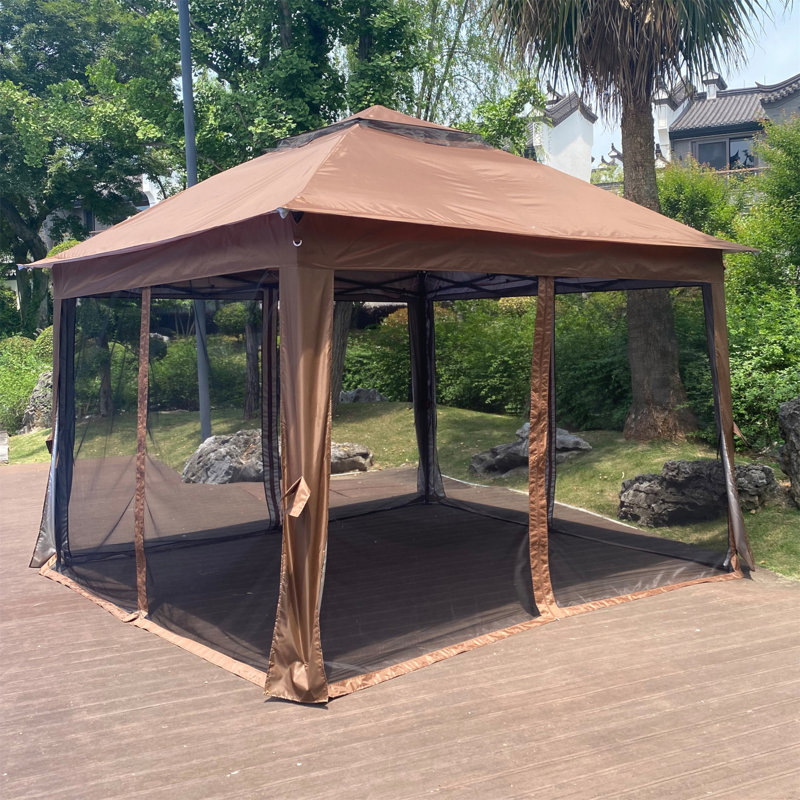Pavillon de jardin en acier, 9 Ft. W x 9 Ft. D, Brown