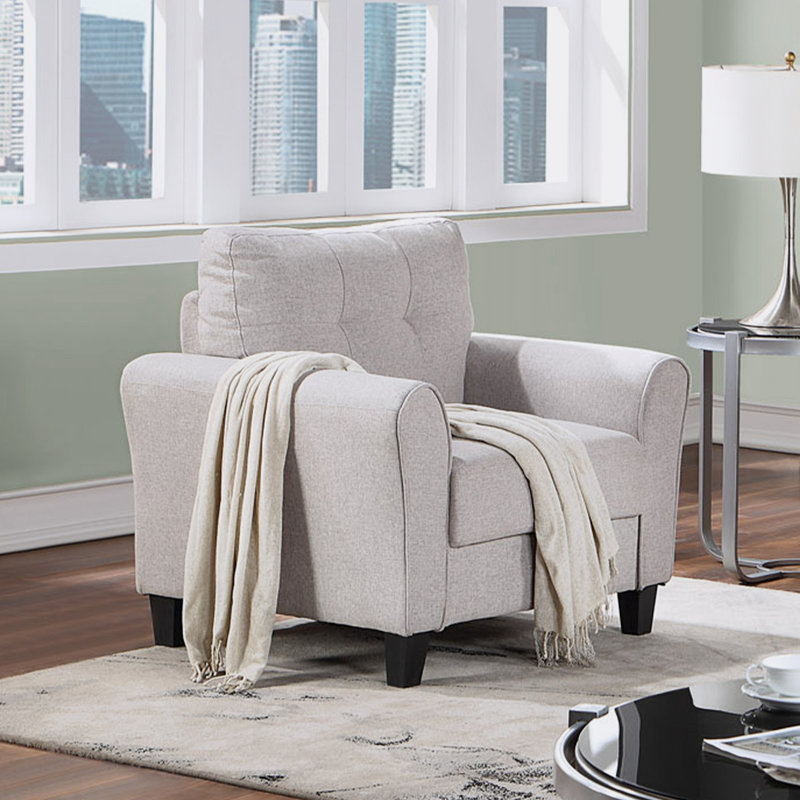 Chaise d'appoint Callicoat, Mélange de lin gris clair