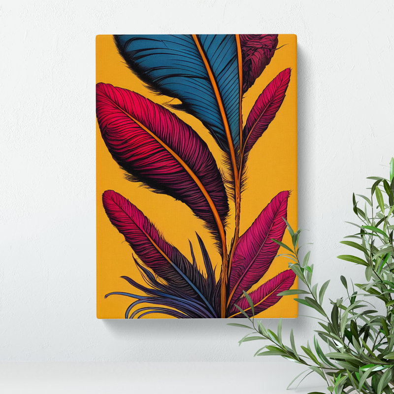 Urban Feather - Wall Art, Wrapped Canvas, 50cm H x 35cm W x 3cm D, No Matte
