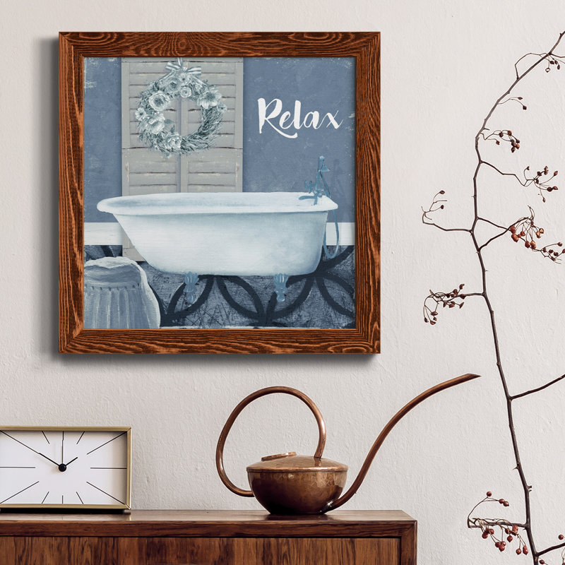 Relax - peinture sur toile encadrée, Toile avec cadre érable patiné, H 17 po x l 17 po x P 1,5 po