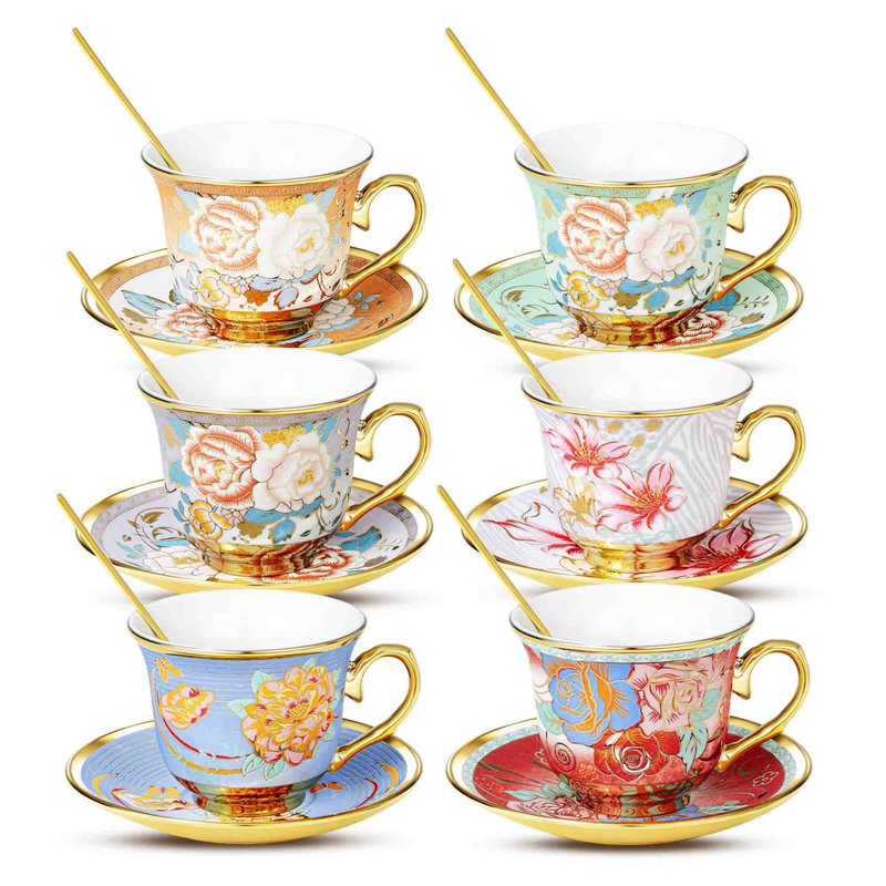 8 oz Tasse à thé et soucoupe (ensemble de 6)