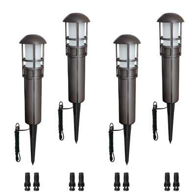 Oil Rubbed Bronze Low Voltage Integrated LED Aluminum Pathway Light with Kit Pack 4 Pack
