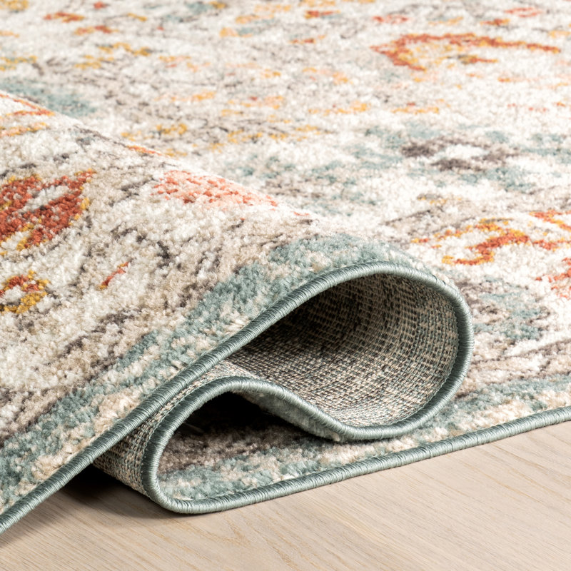 Guidi Oriental Power Loom Performance Beige Rug, Round 6'7"