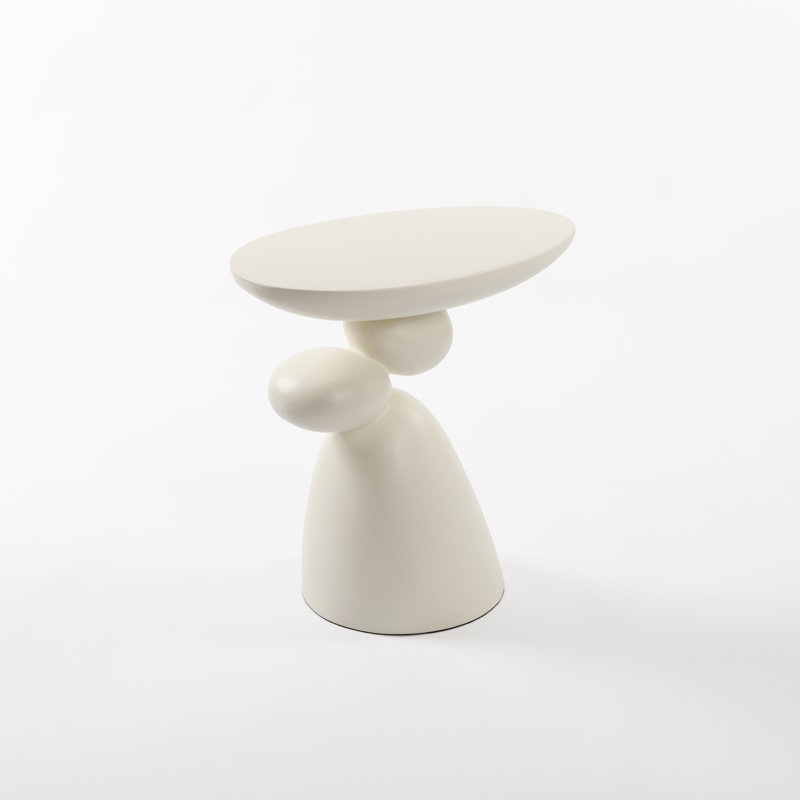 Table de bout, table d'appoint en fibre de verre, table de coin minimaliste moderne, table basse, Blanc lait