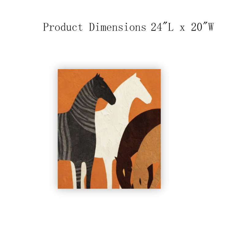 Cheval noir abstrait, impression bohème moderne Mid-Century, 24 x 20