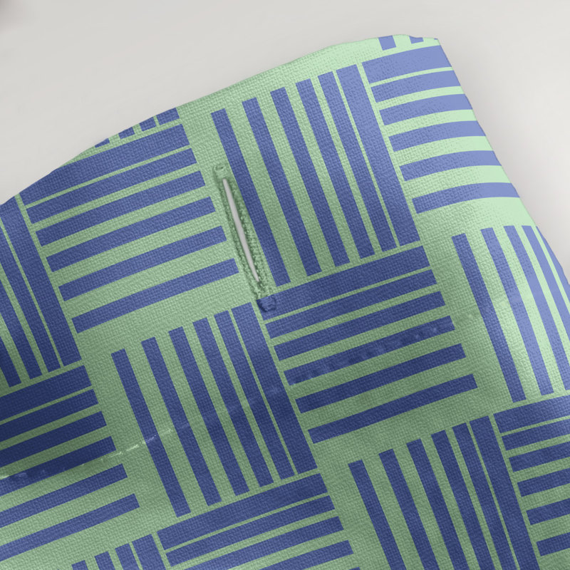 Rideau de douche simple basketweave rayures classic, Vert / Bleu