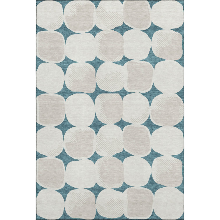 Premium Machine Washable Prisco Teal Rug