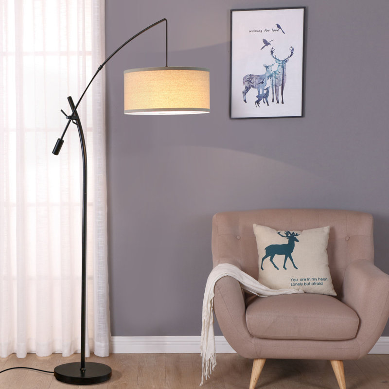Brightech Grayson Modern Arc LED Floor Lamp - Adjustable Height, Black