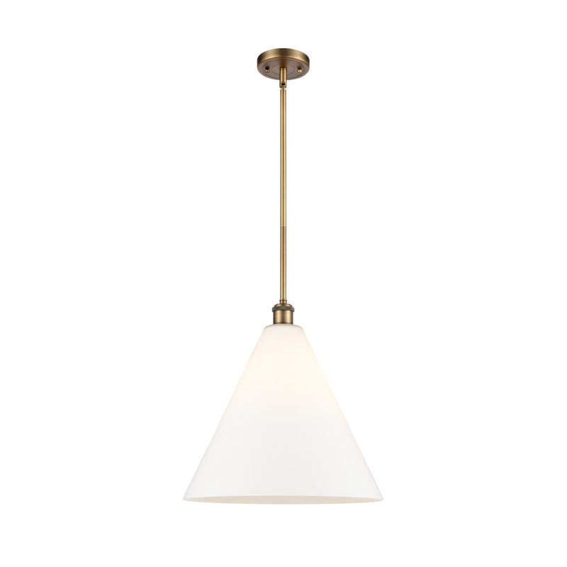 Allean 1 - Light Single Pendant, Matte White, 49.75" H x 16" W x 16" D, Brushed Brass