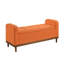 Banc de rangement relevable de style moderne du milieu du siècle, avec revêtement capitonné orange et finition en bois de noyer