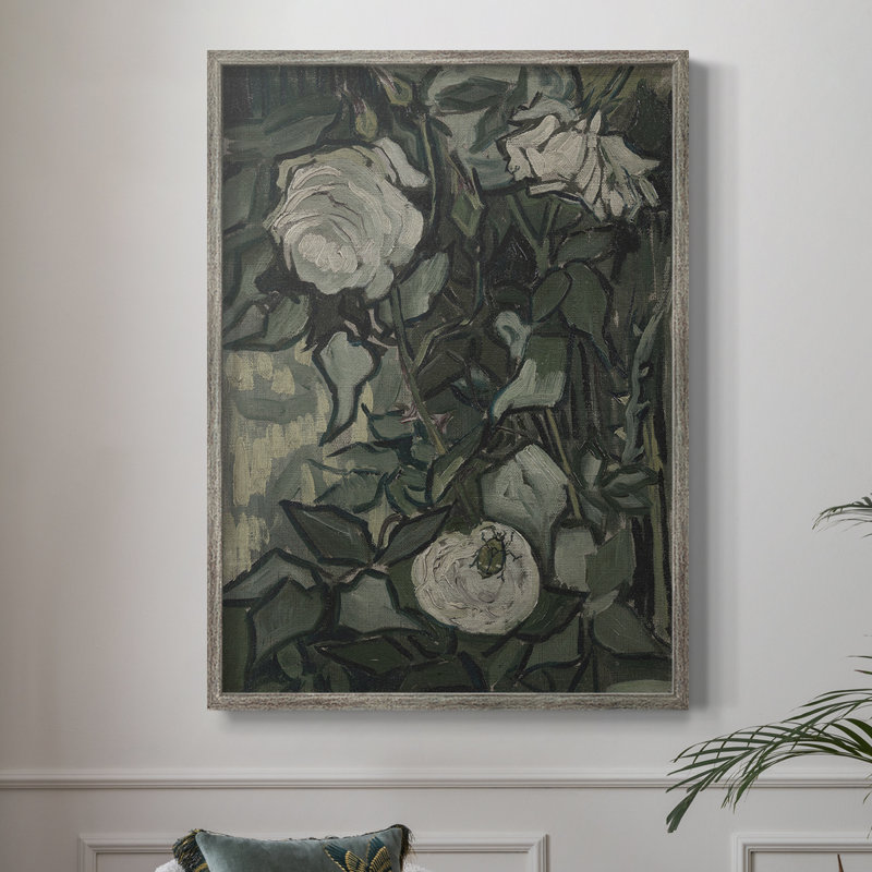 Reproduction florale rétro, impression encadrée CCLIV - bois massif, H 30 po x l 24 po