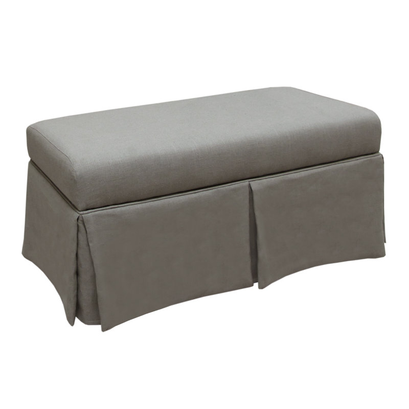 Delvale Linen Blend Upholstered Storage Bench, Classic Grey Linen