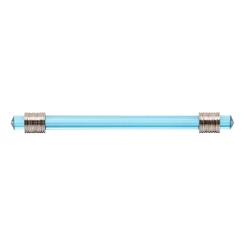 Chrysalis Collection Pull, Polished Nickel/Cerulean Glass, 6 5/16"