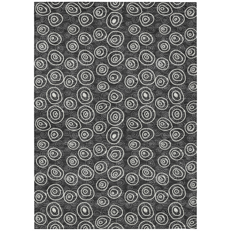 Washable Geometric Indoor / Outdoor Rug, Rectangle 3' x 5'