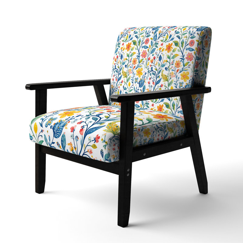 Chaise rembourrée Boho, Accoudoirs carrés noirs