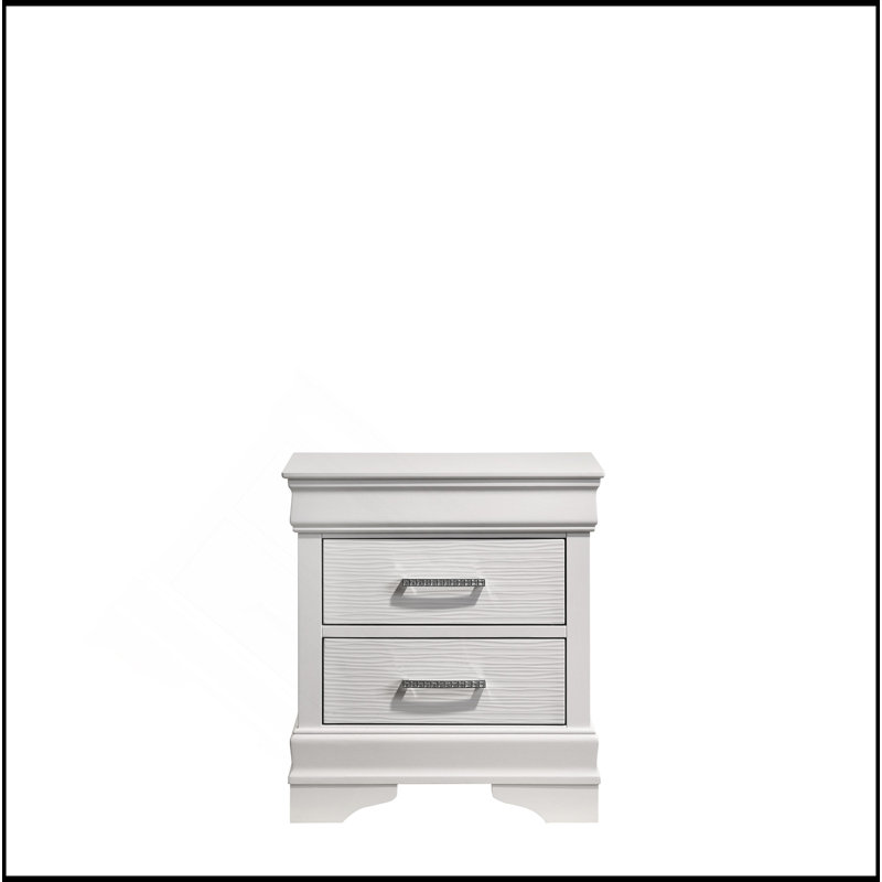 Table de chevet 2 tiroirs de style moderne en bois blanc