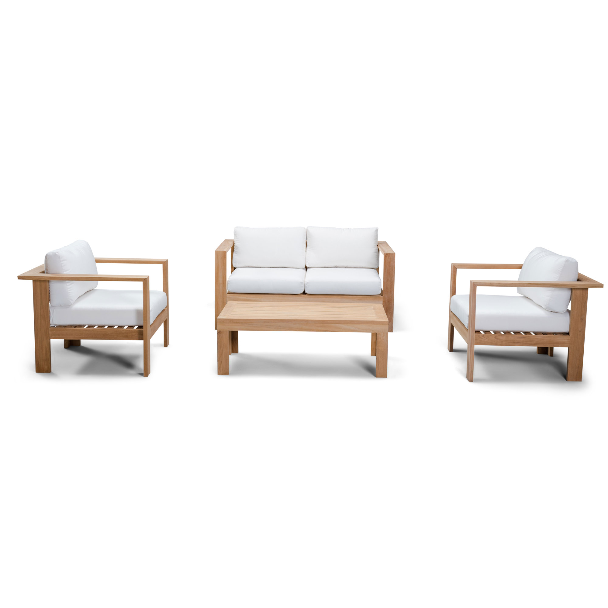 Sonoma 4 Piece Teak Outdoor Seating Group with Sunbrella® Cushions, Canvas Natural Sunbrella® Canvas
