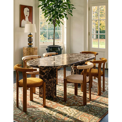 Oval Faux Marble Top Dining Table