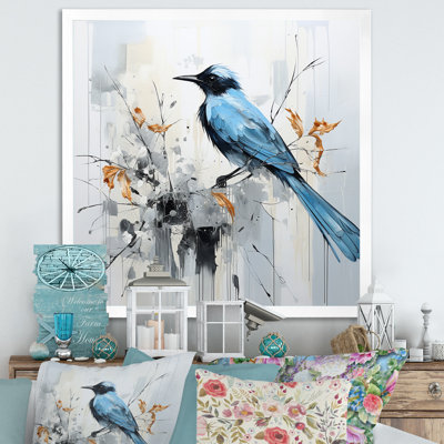 " Blue Bird Minimalism Flowers "