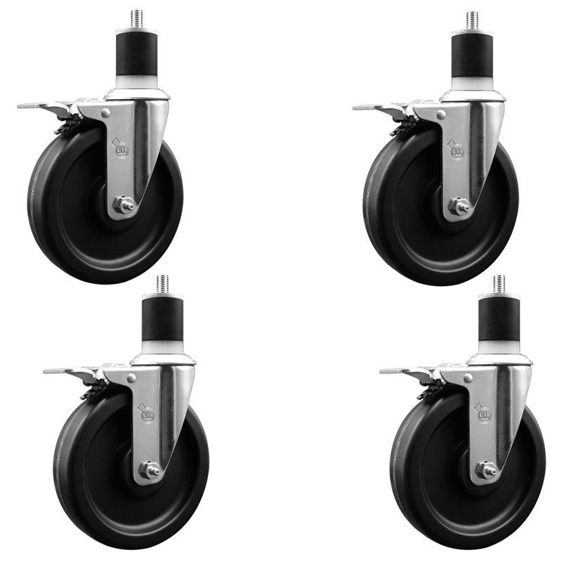 Jeu de roulettes extensibles pivotantes de 6 po à 1 7/8 po de frein à verrouillage total