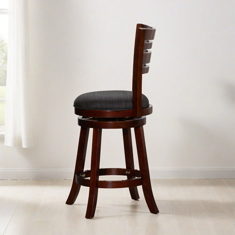 Tabouret de bar pivotant à hauteur de comptoir 24,02 po (ensemble de 1), Cerisier, Gris anthracite
