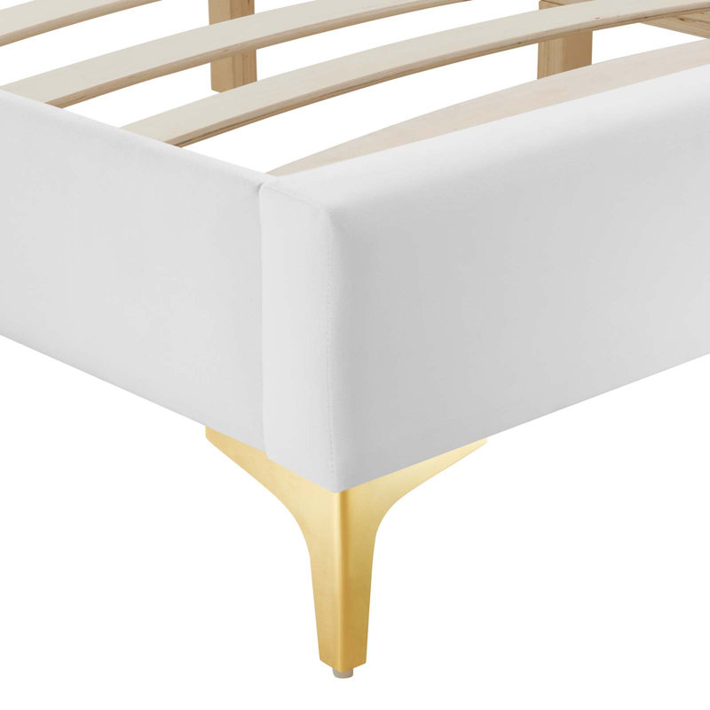 Sutton Performance Velvet Bed Frame, White, Full