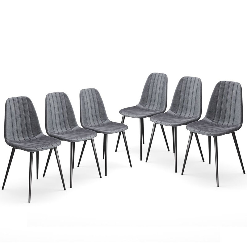 Carlo Anti Stain Velvet Dining Chairs Padded Seat Metal Legs Kitchen Office, Dark Grey, 6