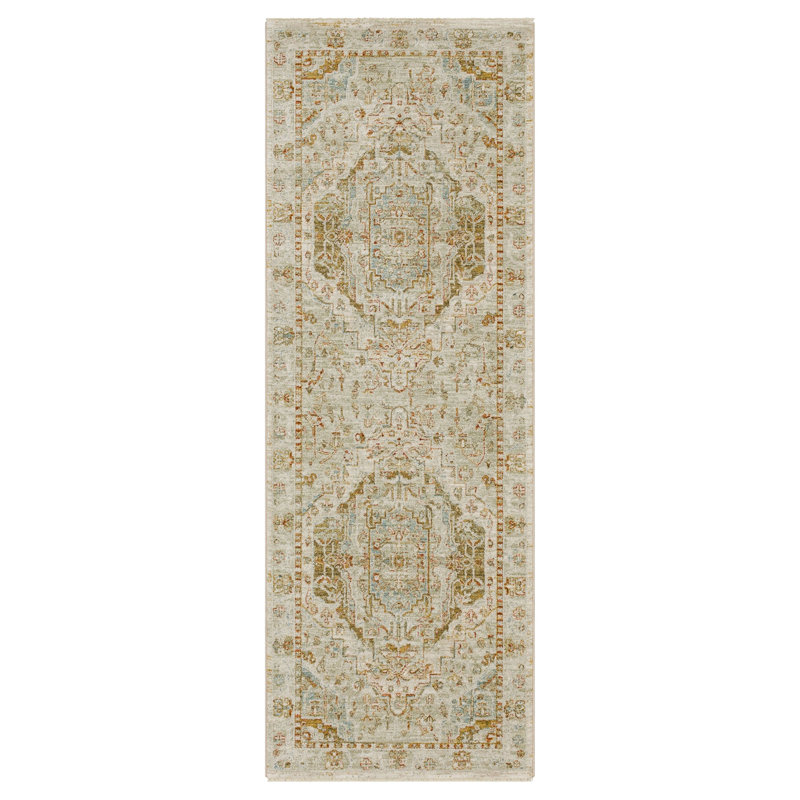Kumra Cream Traditional Ornamental Area Rug, Runner 2'7" x 7'3"