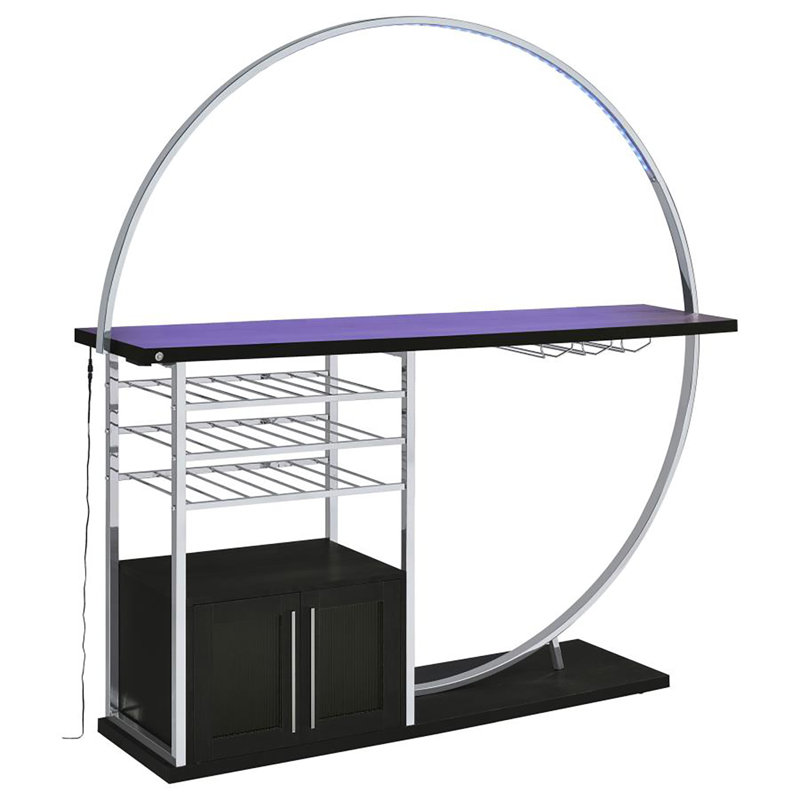 Armoire de bar 2 portes Lewes, Gris anthracite foncé / chrome
