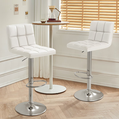 Swivel Upholstered Faux Leather Adjustable Height Counter Stool with Steel Frame