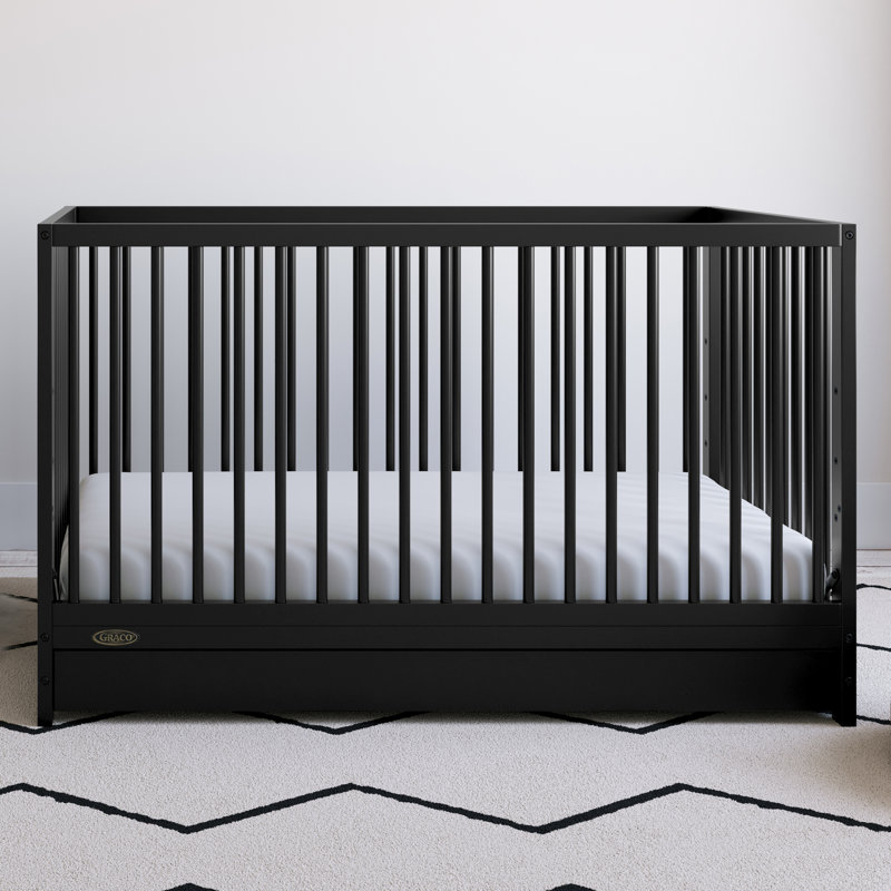 Lit de bébé convertible 5-en-1 Teddi avec rangement Teddi, Noir, Lit à barreaux