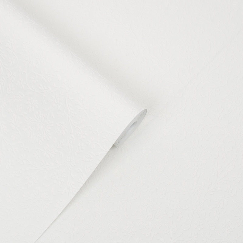 Laura Ashley Annecy Paintable Wallpaper Roll, White
