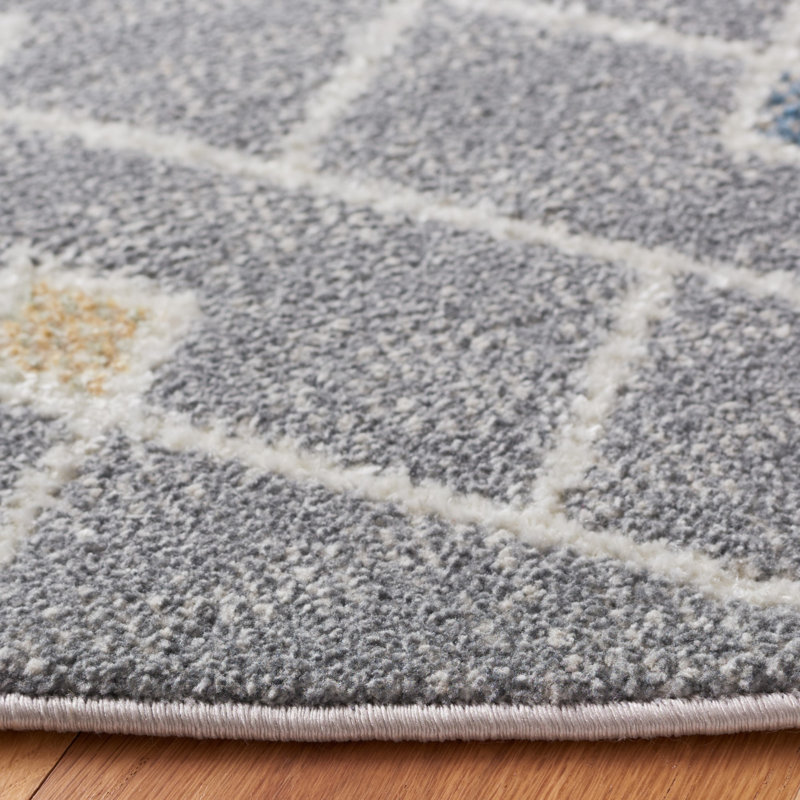 Artavious Washable Performance Machine Washable Geometric Rug, Round 6'7" 