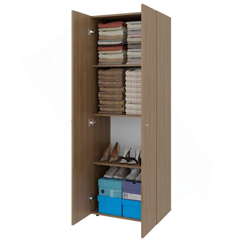 Armoire H 66,9 po, 2 portes, 4 tablettes, chêne naturel / blanc - Chambre, Naturel