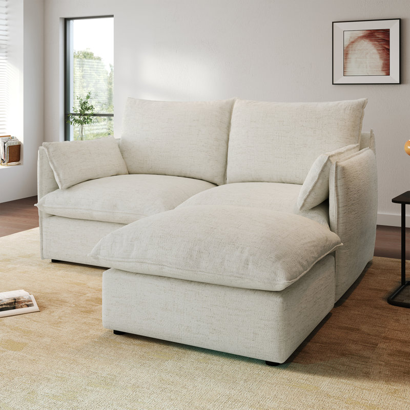 Upholstered Cloud Sofa, Modular Sectional Sofa, Modern  Down Filled Comfort Sofa With Romvable Cover For Living Room, Deep Seat