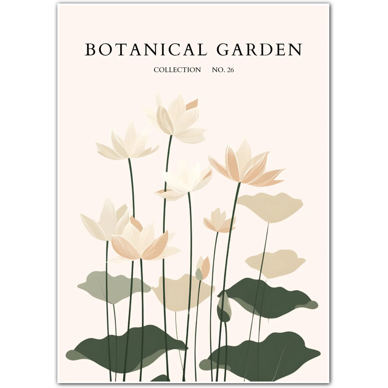 Tranquil Lotus Garden Botanical Poster, 42 cm H x 30 cm W