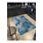 Blue Floral Patterned Decorative Washable Carpet-341570893