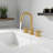 Modern Brushed Gold High-Arc Widespread Bathroom Faucet With Pop-Up Drain Assembly & Supply Lines-123199479