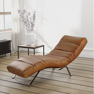 Chaise longue Texas en cuir aniline avec dossier réglable